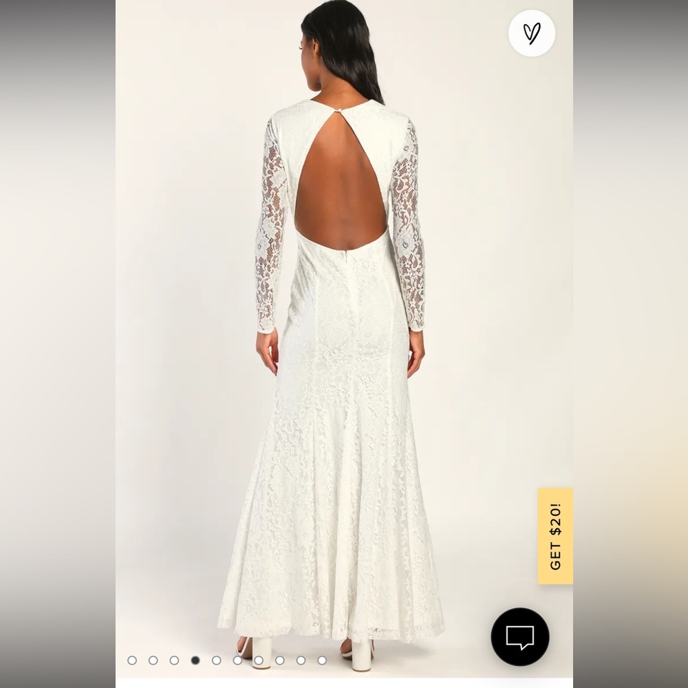 White Lulus Lace Wedding Dress - Picture 2 of 5
